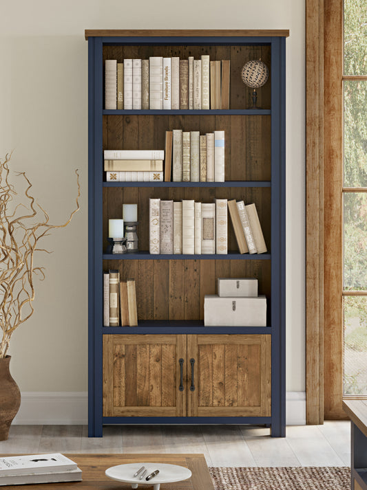 Splash of Blue - Large Open Bookcase with Doors