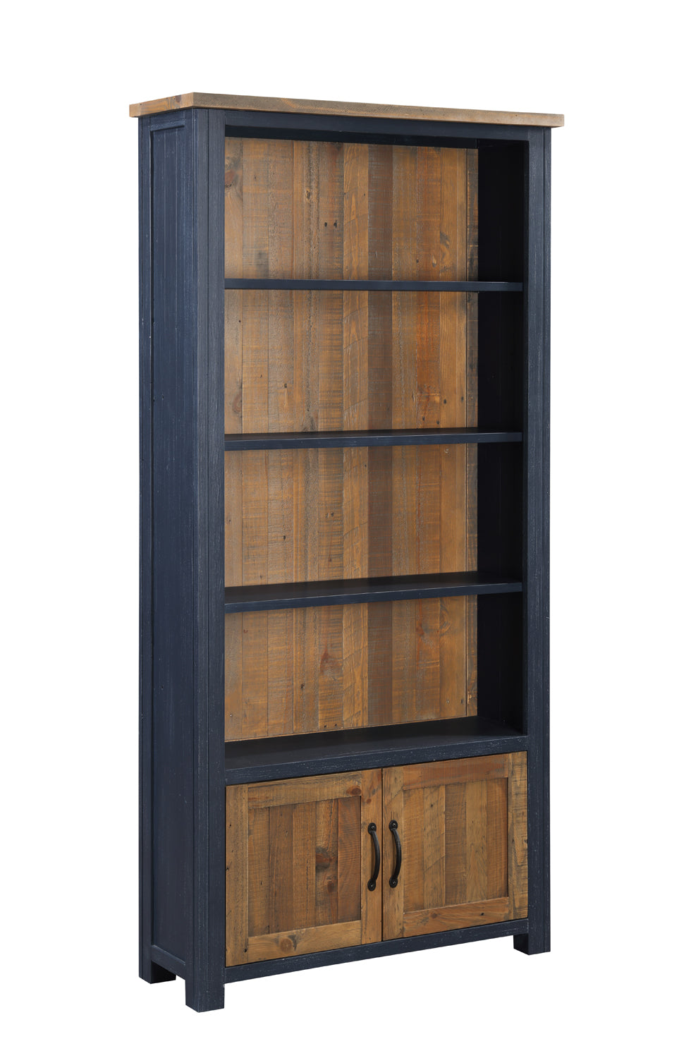 Splash of Blue - Large Open Bookcase with Doors - oakavia