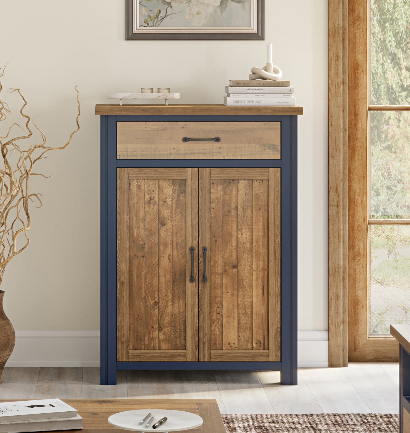 Splash of Blue - Shoe Storage Cupboard With Drawer - oakavia